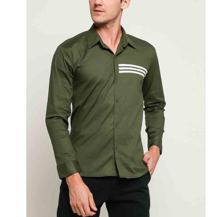 Gambar GARAF HARRY KEMEJA PRIA LENGAN PANJANG SLIMFIT ATASAN PRIA POLOS - ARMY, L dari Garaf Official undefined Tokopedia