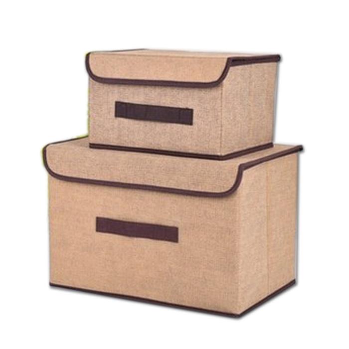 Gambar Storage Box Baju Kotak Penyimpanan Pakaian Storage Bag 1set dapat 2 Box SBS003 - Cokelat Muda dari Alfaindo undefined Tokopedia