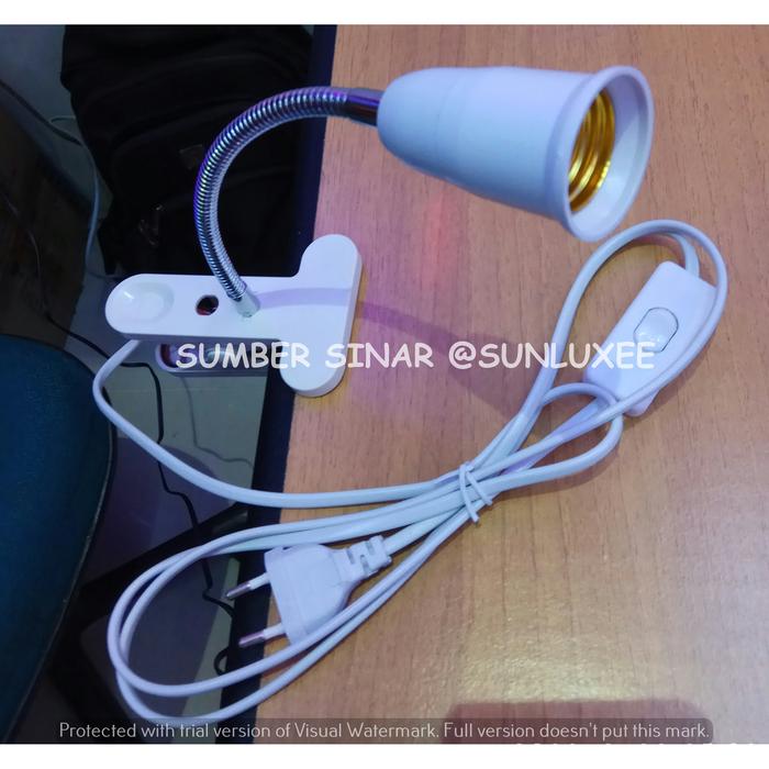 Gambar Fitting lampu fleksibel jepit dengan kabel dan saklar - Putih dari sunluxee undefined Tokopedia