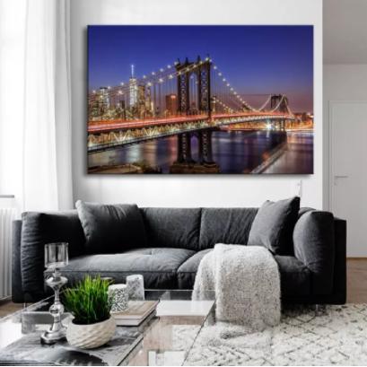 Gambar Lukisan Kanvas Modern Gambar Pemandangan Malam Ukuran 40 x 60cm. dari Delta Home Store undefined Tokopedia
