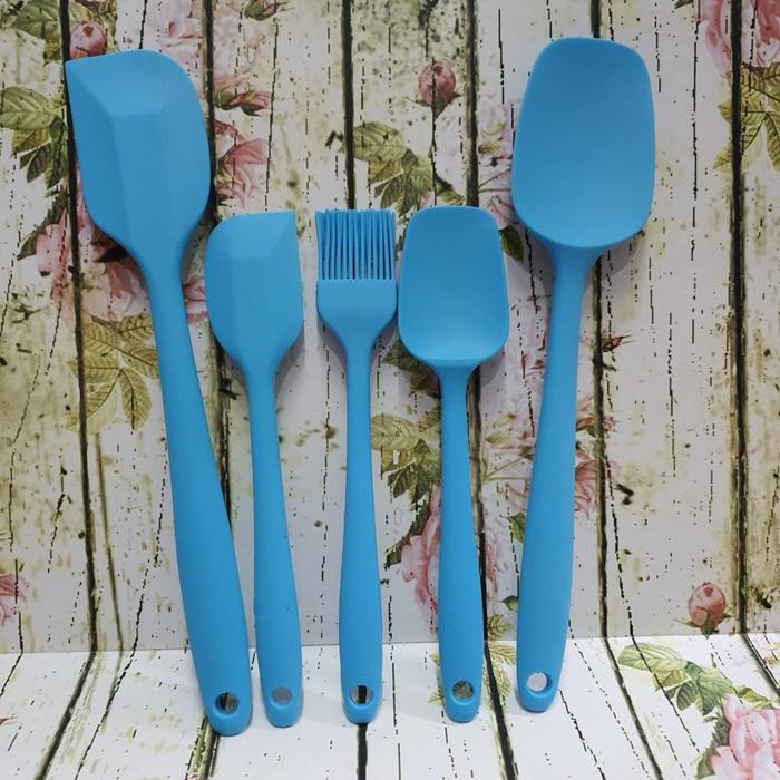Gambar rubber silicon spatula set 5pcs - Biru Muda dari etc shopline undefined Tokopedia