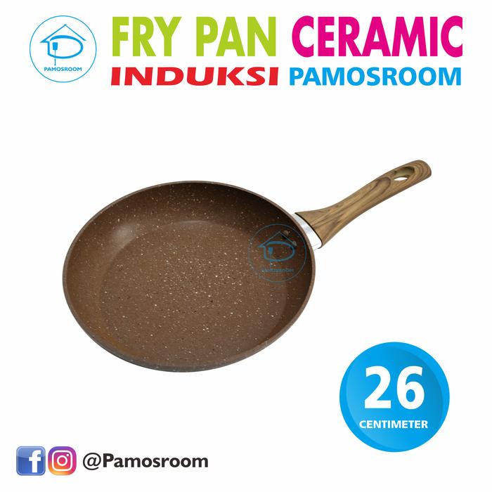 Gambar Pamosroom Fry Pan 26cm Granite Frypan Wajan Anti Lengket Gagang Kayu - Cokelat dari pamosroom undefined Tokopedia