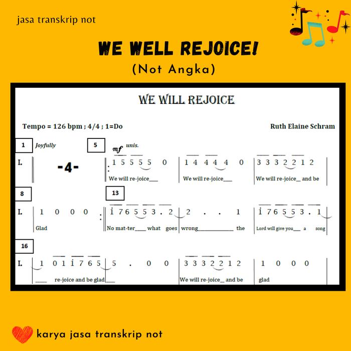 Jual Partitur Lagu WE WILL REJOICE ! Not Angka/Not Balok - Kota Salatiga - Fantasia Shop | Tokopedia