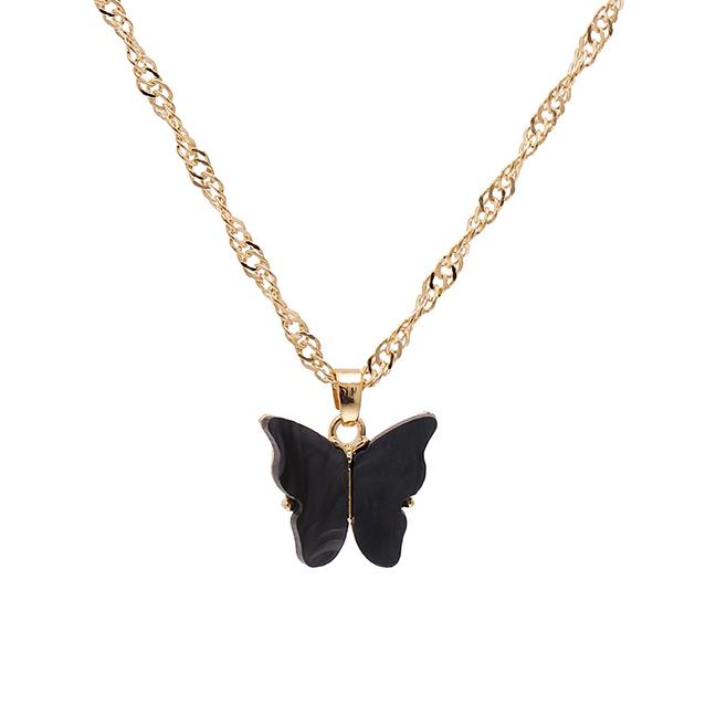 Gambar LRC Kalung Fashion Black Necklace Butterfly Resin Necklace K43596 - Black dari Toko Aksesoris Online undefined Tokopedia