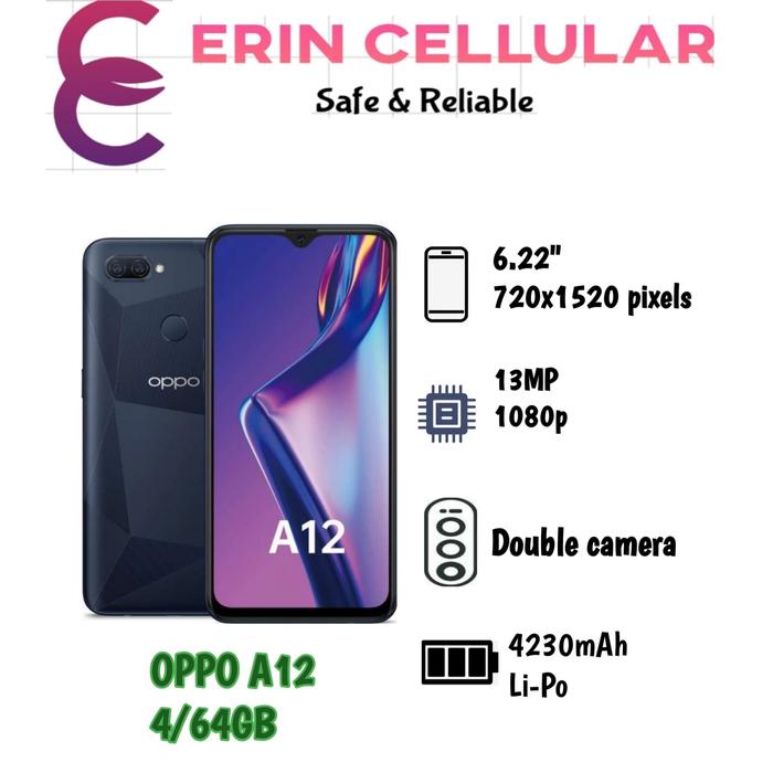 Gambar OPPO A12 RAM 4/64 GB - GRS RESMI OPPO 1THN- Black & Blue - Hitam dari ERIN CELULAR undefined Tokopedia