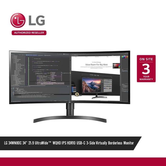 Jual Monitor Gaming LG 34WN80C UltraWide IPS WQHD HDR10 USB-C
