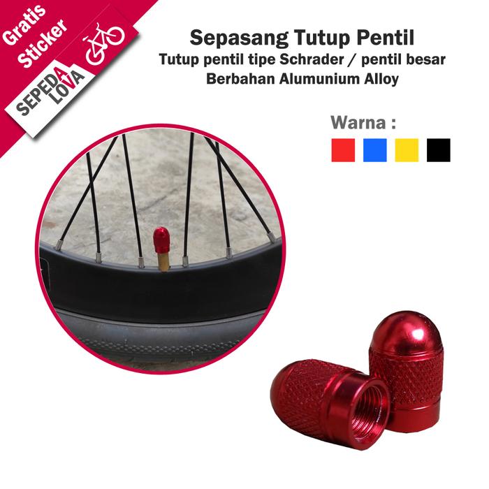 Gambar Sepasang Tutup Pentil Besar Ban Sepeda Motor Mobil Schrader Valve Cup - Merah dari Sepedalova undefined Tokopedia