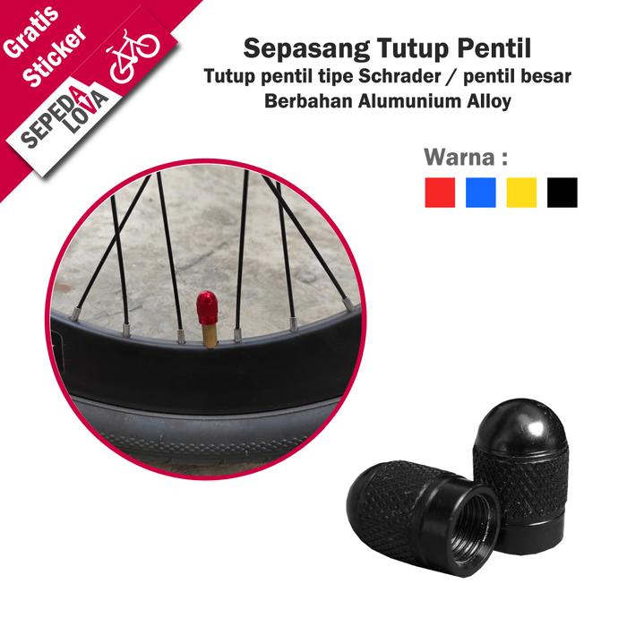 Gambar Sepasang Tutup Pentil Besar Ban Sepeda Motor Mobil Schrader Valve Cup - Hitam dari Sepedalova undefined Tokopedia