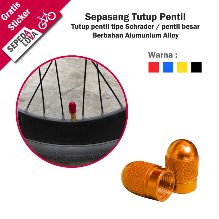 Gambar Sepasang Tutup Pentil Besar Ban Sepeda Motor Mobil Schrader Valve Cup - Emas dari Sepedalova undefined Tokopedia