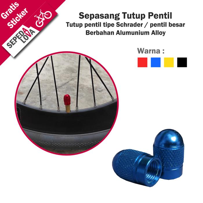 Gambar Sepasang Tutup Pentil Besar Ban Sepeda Motor Mobil Schrader Valve Cup - Biru dari Sepedalova undefined Tokopedia