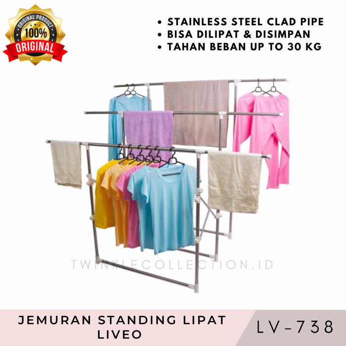 Gambar LIVEO Jemuran Baju Stand Lipat LV738 - Telescopic In Row Hanger LV 738 dari Twinklecollection undefined Tokopedia