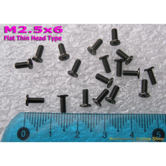 Gambar Sekrup/Baut Laptop Notebook Netbook M2.5x6 Berbagai Tipe Bentuk - Thin-Head Black dari Mediatama Online Shop undefined Tokopedia
