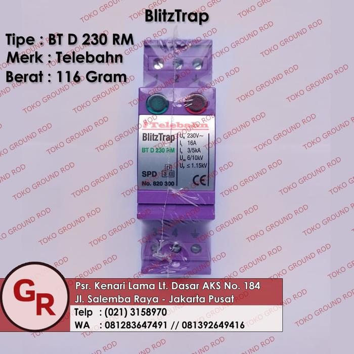 Gambar Surge Arrester BlitzTrap - Tipe BT D 230 RM - TELEBAHN dari Ground Rod undefined Tokopedia