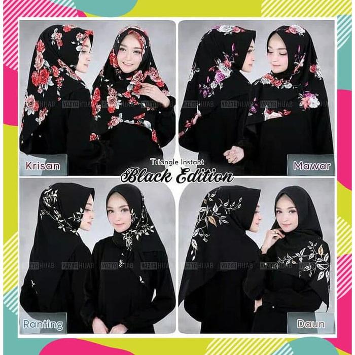 Gambar Jilbab Segitiga Instan Motif Warna Hitam dari MQ Hijab undefined Tokopedia