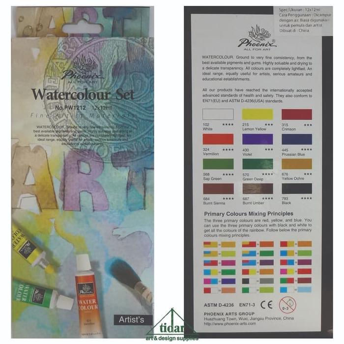 Jual Cat Air / Phoenix Watercolour / Watercolor Set 12 X 12 Ml Tubes - Kota Bandung - Tidar Art & Design Supplies | Tokopedia