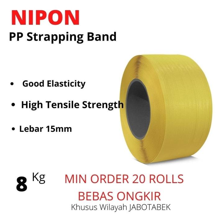 Gambar STRAPPING BAND NIPON 15MM TALI PACKING KUNING 8KG BEBAS ONGKIR 20ROLL dari DUNIA STOCK undefined Tokopedia