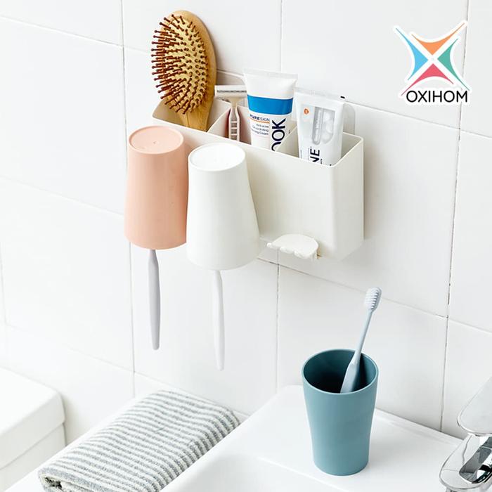 Gambar Oxihom Rak Tempat Gelas Sikat Gigi Odol Kamar Mandi Toothbrush Holder dari Oxihom undefined Tokopedia