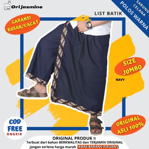 Gambar Sarung celana list batik polos jumbo dewasa untuk pria - gold dari Ori Jasmine Hijab Store undefined Tokopedia