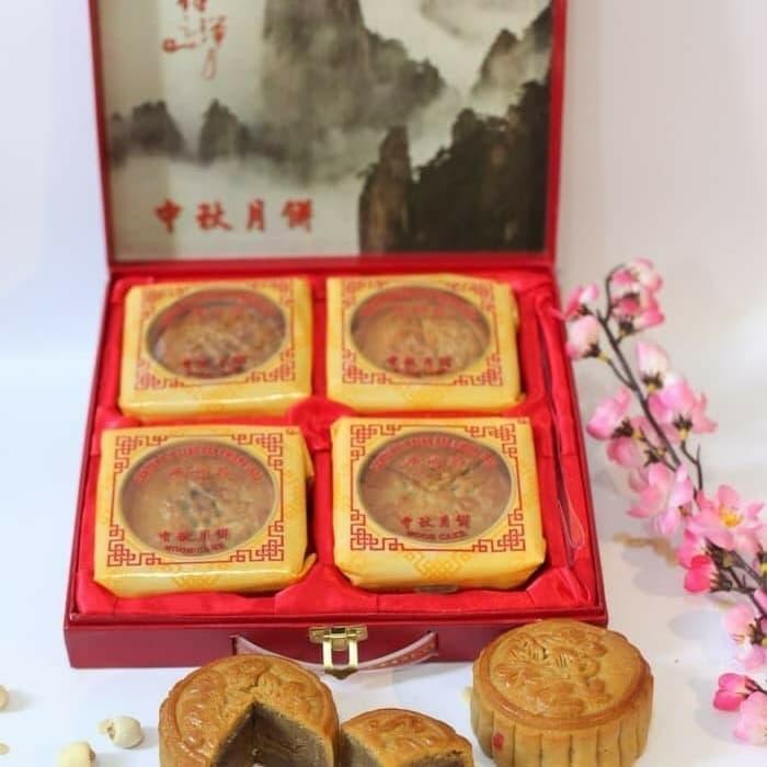 Gambar Kue Bulan Santun/Seng Hap Chiong Kacang Hijau Biasa- Mooncake isi 4 - reguler dari Long San Shop undefined Tokopedia