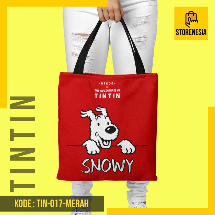 Gambar Tas Premium Totebag Tintin Snowy - TIN-017 - Merah dari storenesiacom undefined Tokopedia