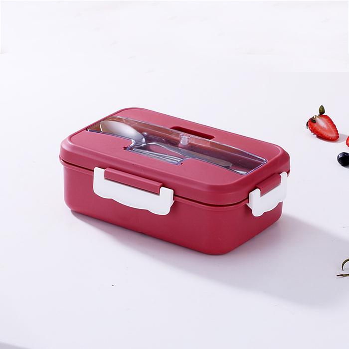 Gambar Lunch Box / Kotak Tempat Makan / BPA Free / FREE SENDOK GARPU 1300ML - 2C Maroon dari SUNXIN undefined Tokopedia
