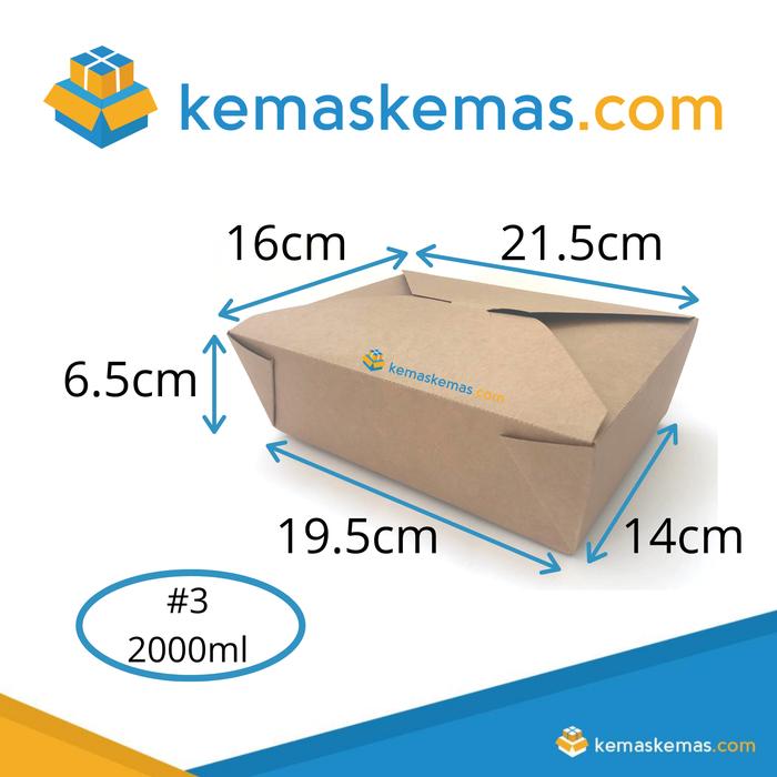 Gambar Brown Kraft Box Pail Food Grade size L / Kotak Makan Kraft Lunch Box dari Kemaskemas undefined Tokopedia