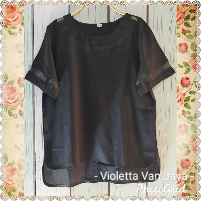 Gambar Blouse atasan wanita hitam black XinYiFang Fashion lengan pendek impor dari Violetta van Java undefined Tokopedia