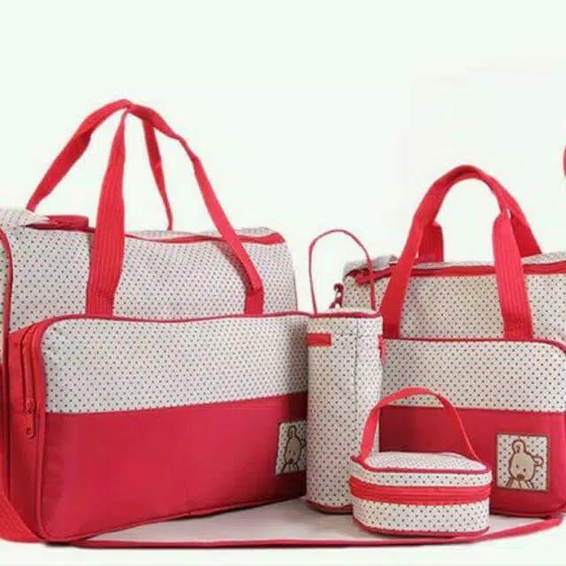 Gambar Tas Perlengkapan Bayi Diaper Bag 5in1 - Merah dari Serba Unik (Jakarta) undefined Tokopedia