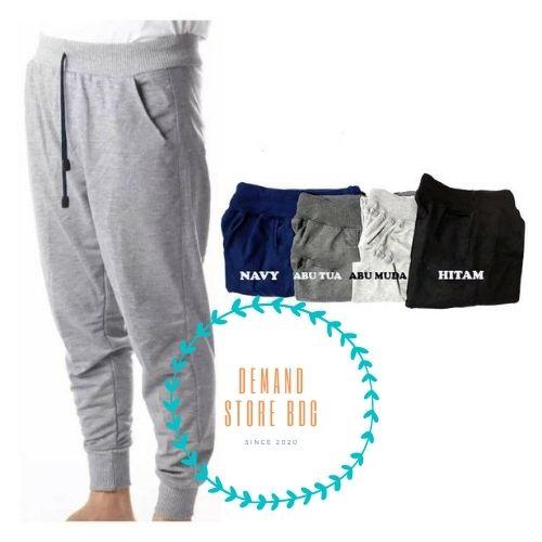 Gambar CELANA JOGGER PANTS HITAM TRAINING SWEATPANTS PRIA WANITA MURAH KEREN - Abu Muda, M FIT L dari DEMAND STORE BDG undefined Tokopedia