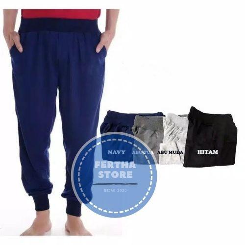 CELANA JOGGER PANJANG HITAM PRIA WANITA UNISEX MURAH OLAHRAGA KEREN NAVY,  M FIT L