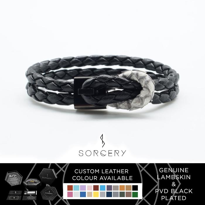Gambar SORCERY Genuine Leather Gelang Kulit Asli 18K REALGOLD Pria Wanita - Silver, Cantumkan Warna dari Sorcery undefined Tokopedia