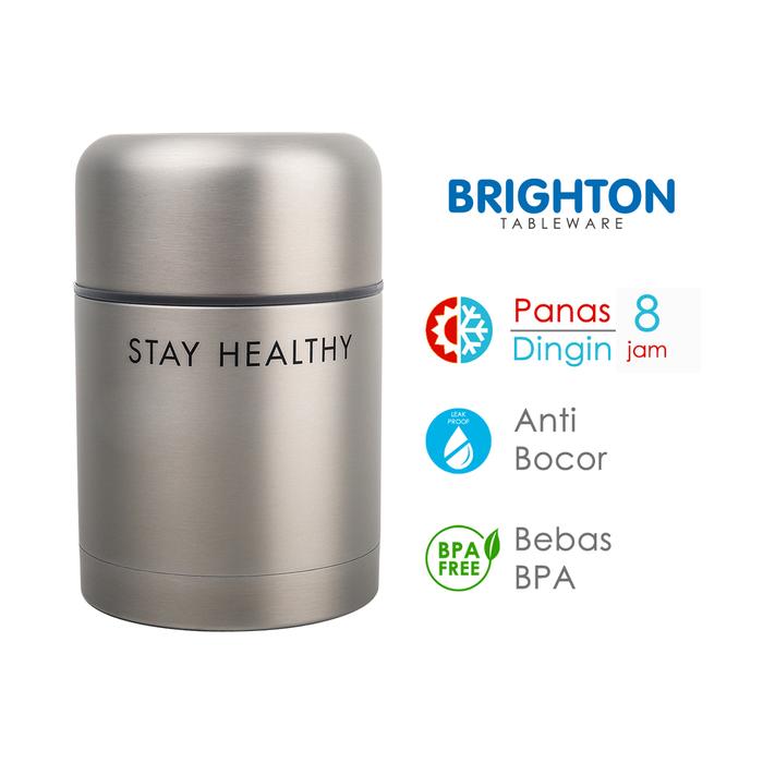 Gambar Brighton Termos Vacuum Food Jar Stainless Steel 600ml GMG8911 - Silver dari Brighton Tableware undefined Tokopedia