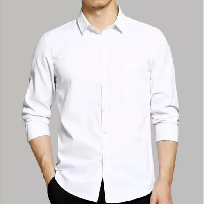Gambar COD-kemeja PUTIH polos pria lengan panjang/hem pria simple YUNZO - L dari STAR LO undefined Tokopedia