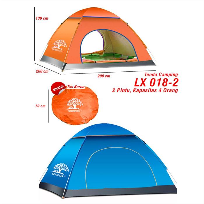 Gambar Sekawantoys Tenda Camping Autdoor Kapasitas 3-4 orang Waterproof - ORANGE dari SUPPLIER MAINAN ANAK MURAH undefined Tokopedia