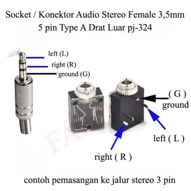 Gambar Socket Konektor Audio Stereo 3.5mm Female 5pin Drat pj324 dari lancarselalu20 undefined Tokopedia