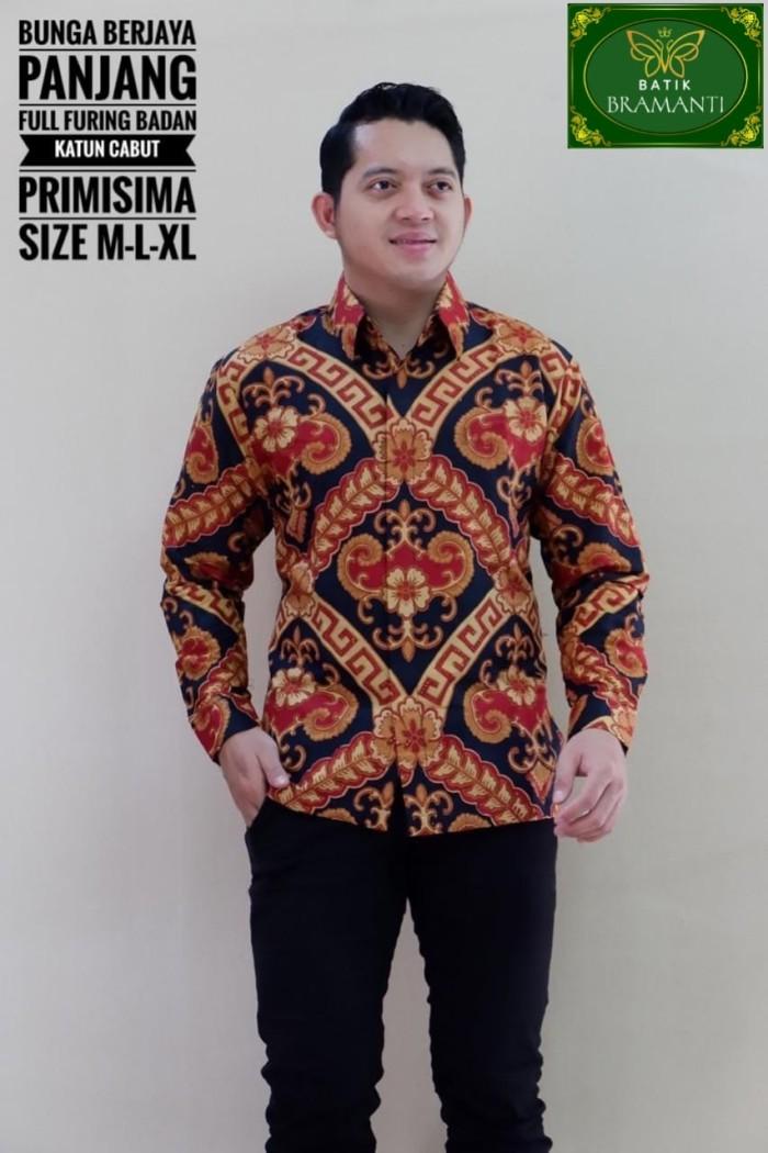 Gambar Bunga Berjaya Kemeja Batik Panjang Bramanti Batiksoloamanah 140.000 - XL dari onde onde sakura undefined Tokopedia