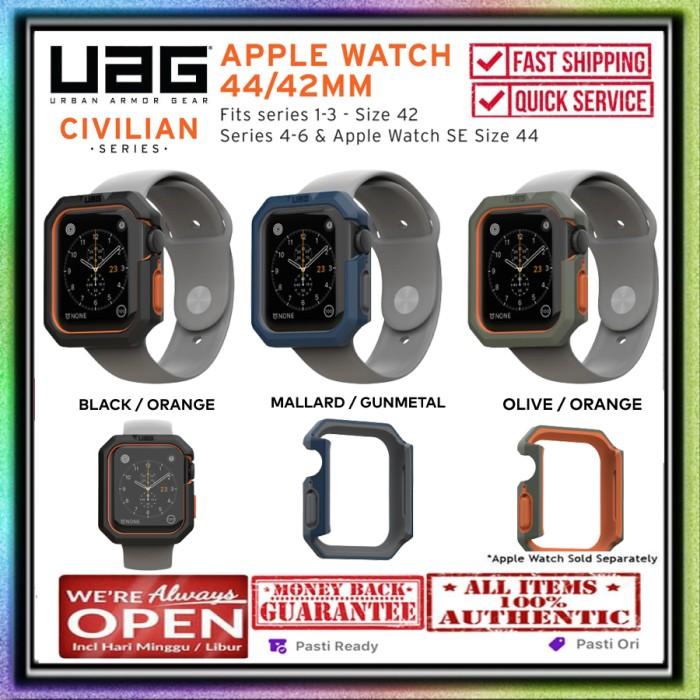 Gambar Apple Watch Case 44 mm UAG Cmptbl Watch 5 / 4 Silicone Civilian Bumper - Black Orange dari Primary Cares Official Kota Administrasi Jakarta Barat Tokopedia