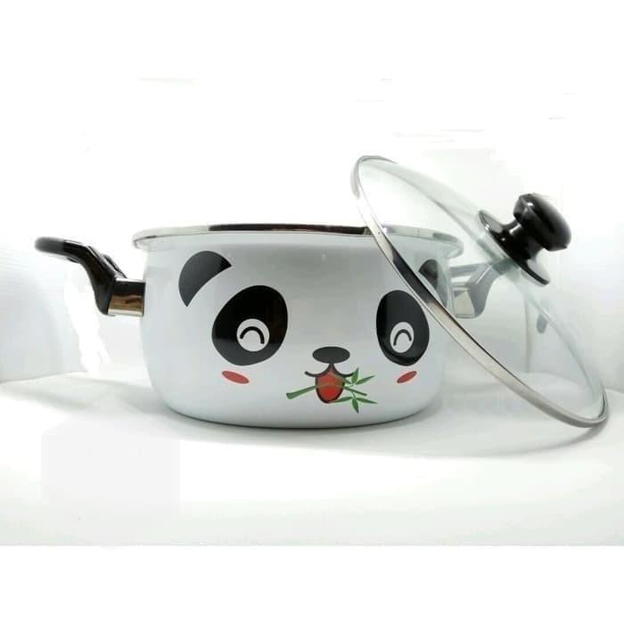 Gambar Maspion Hello Panda 24CM / Panci Enamel Tutup Kaca Motiv Panda dari jaya makmur8 undefined Tokopedia