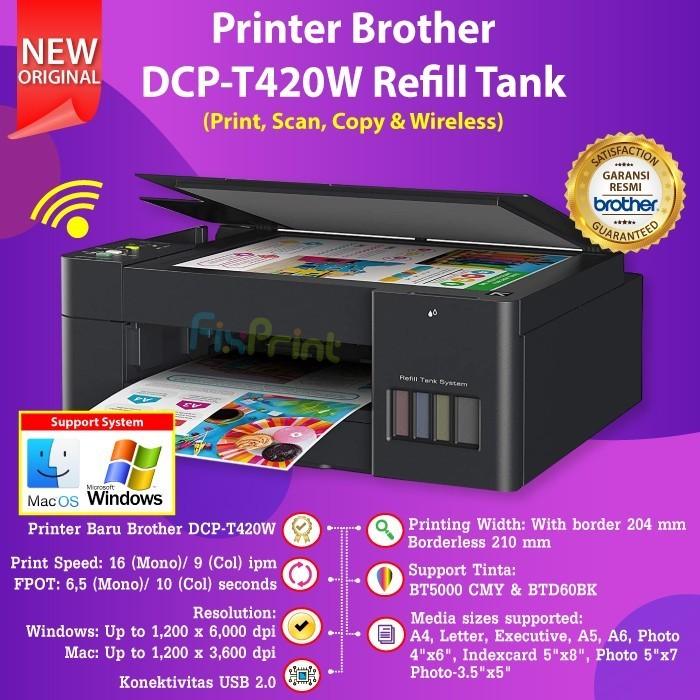 Gambar Printer Brother DCP-T420W WiFi Print-Scan-Copy BTD60bk D60Bk BT5000 - Original Ink dari FixPrint Bandung undefined Tokopedia