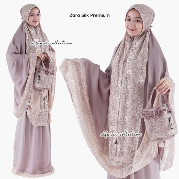 Gambar Mukena Zara Silk Premium Dusty Milo / Mukena Lace Jumbo / Mukena Ori - Mukena Saja dari annamukena undefined Tokopedia