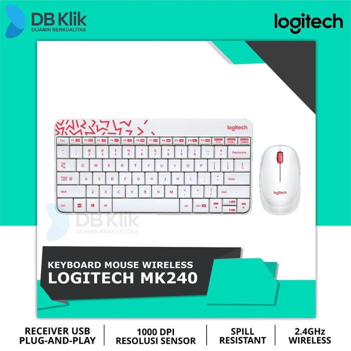 Gambar Keyboard Mouse Combo Logitech MK240 - Putih dari DBKlik Jakarta undefined Tokopedia