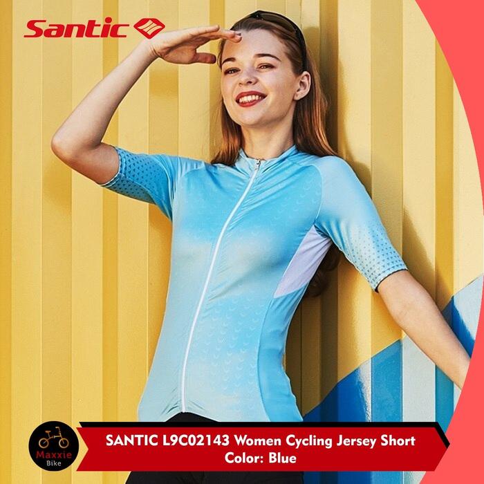 Gambar SANTIC Jersey Sepeda Wanita Lengan Pendek L9C02143 - Cycling Jersey - Blue, M dari Maxxiebike undefined Tokopedia