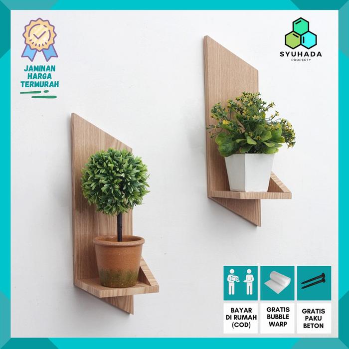 Gambar Rak Kayu Pot fas tempat bunga dinding gantung serbaguna home decor - 1 BIJI NATURAL dari Syuhada Property undefined Tokopedia