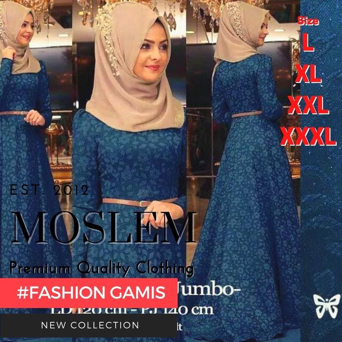 Gambar Gamis Jumbo Fashion Wanita L s/d XXXL Ld 100 s/d 120 ihreynata ihv - Navy, L dari Butik Berkah Online Shop undefined Tokopedia