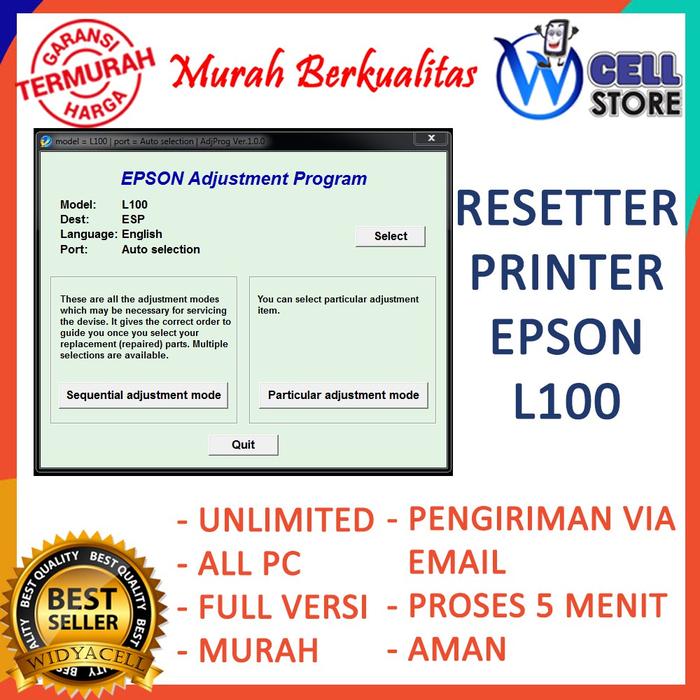 Gambar DVD SOFTWARE RESETTER / RESET / RESETER PRINTER EPSON L100 dari Wcell Store Official undefined Tokopedia