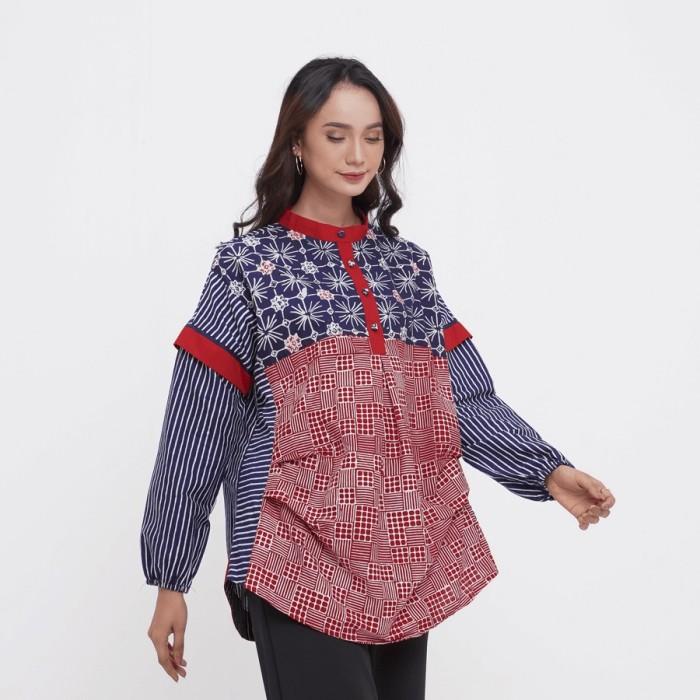Gambar Monara Garut T0656 -  Baju atasan kerja blouse batik wanita modern dari Nona Rara Batik undefined Tokopedia