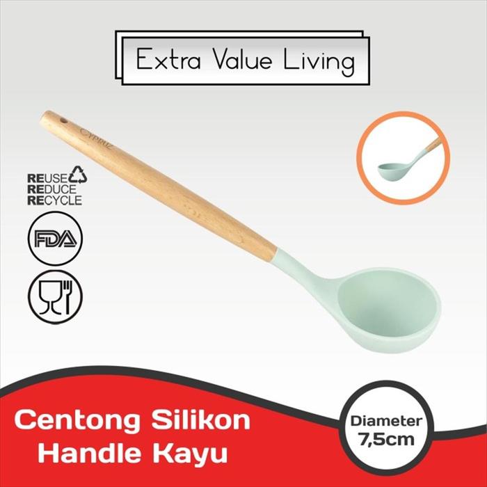 Gambar CYPRUZ Sendok Sayur Silikon Ladle Abu Gagang Kayu EVL-AM-0932-AU-LAD - Hijau dari Extra Value Living Kota Administrasi Jakarta Barat Tokopedia