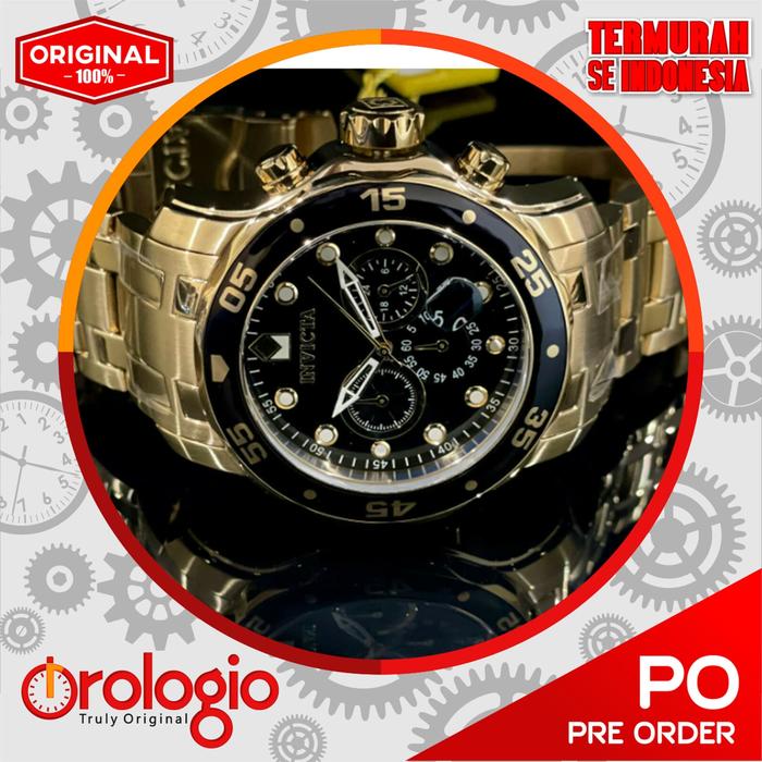 Invicta Mens Pro Diver Scuba Chronograph Black Dial 18kt Gold 48mm 007