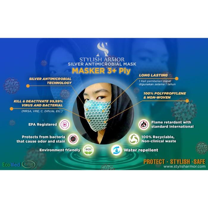 Gambar Masker Stylish Armor Silver Antimicrobial 3ply net Earloop n Headloop dari STYLISH ARMOR undefined Tokopedia