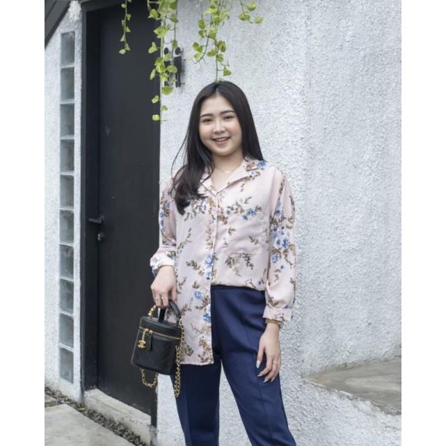 Gambar isuka fashion Dissa Flower Top (Busui) atasan wanita pakaian wanita - peach dari EDLINE STORE undefined Tokopedia